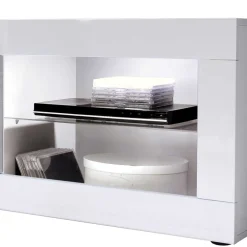 Wohnen TV Element in Weiß HG mit Beton Dekor - Narandu