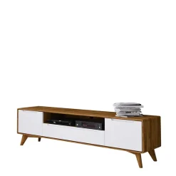 Wohnen TV Element Lowboard in Weiß & Natur - Diesta