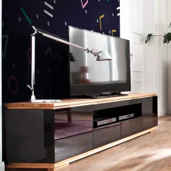 TV Hochglanz Lowboard in Schwarz - Ercurs^Wohnen Discount