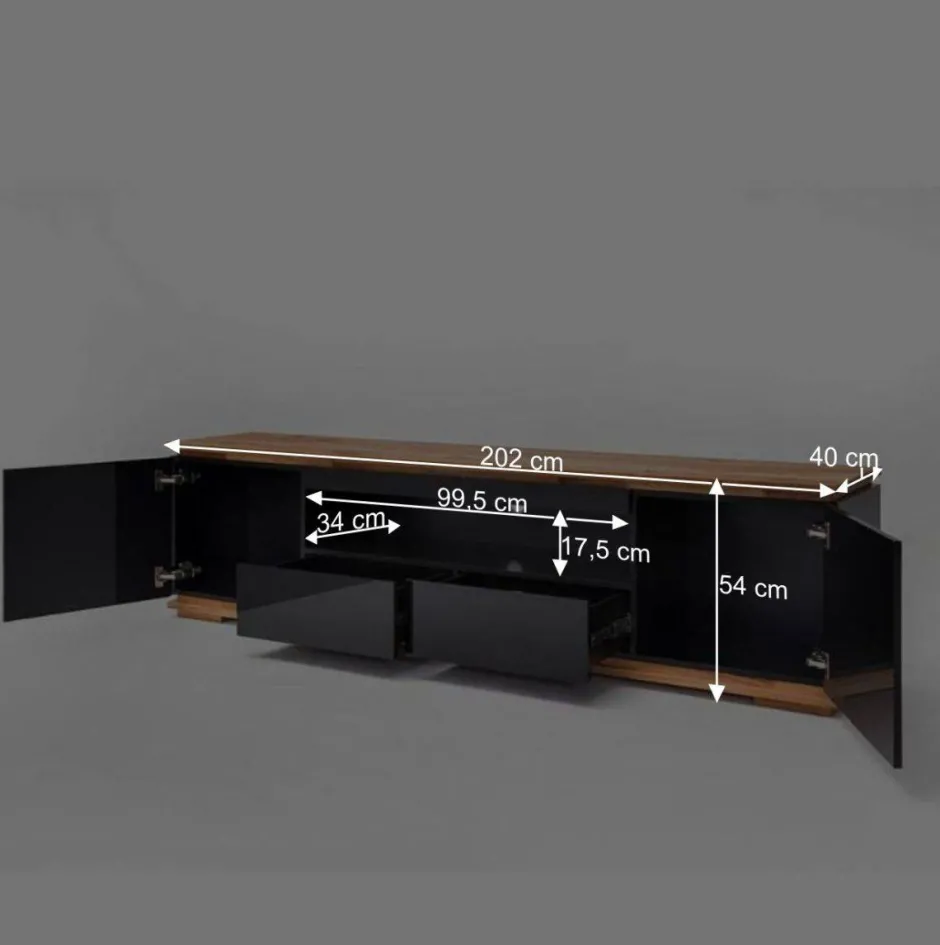 TV Hochglanz Lowboard in Schwarz - Ercurs^Wohnen Discount