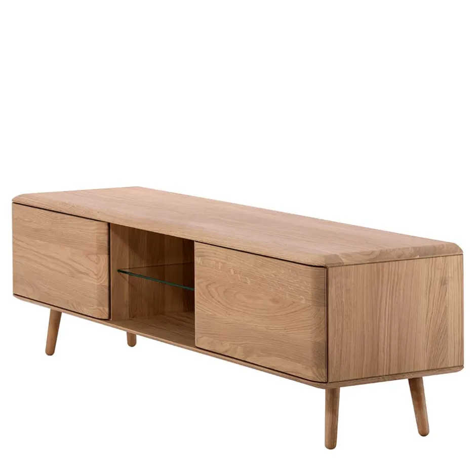 Wohnen TV Kommode in Eiche Bianco massiv - Bakaras