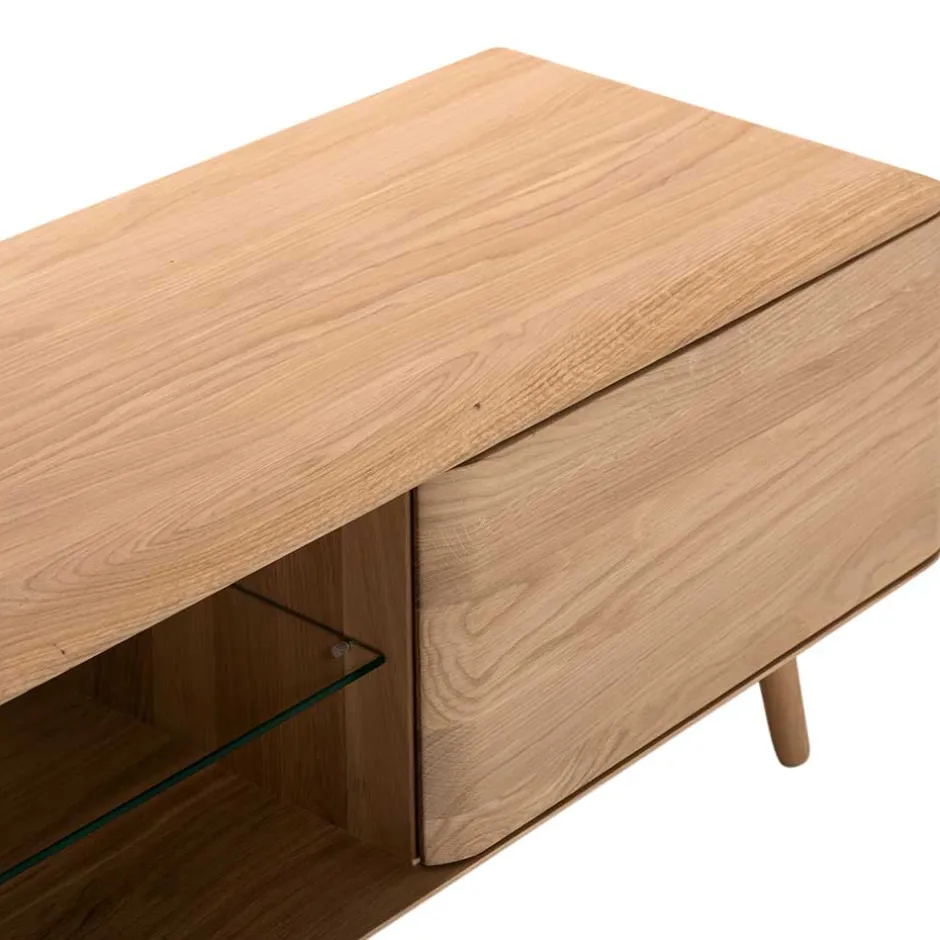 Wohnen TV Kommode in Eiche Bianco massiv - Bakaras