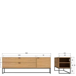 TV Kommode in Eiche Natur Dekor - Ariadelco^Wohnen Outlet