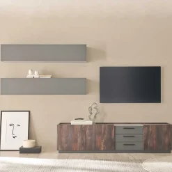 Wohnen TV Kommode und Hängeschränke Set - Mundo (dreiteilig)