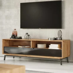 Wohnen TV Lowboard aus Eiche und Metall - Fabiella