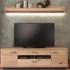 Wohnen TV Lowboard in Eiche Bianco & Anthrazit - Crupean I