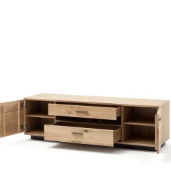 Wohnen TV Lowboard in Eiche Bianco & Anthrazit - Crupean I