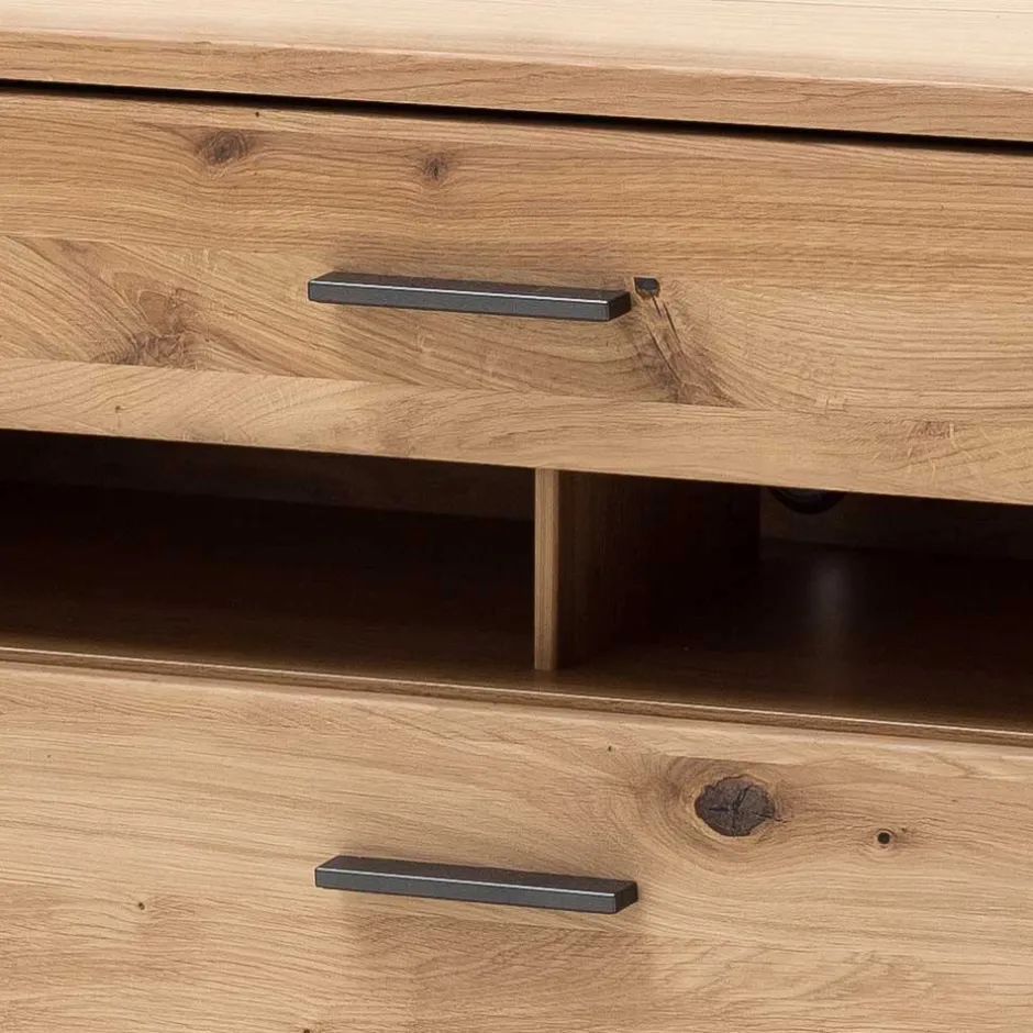 Wohnen TV Lowboard in Eiche Bianco & Anthrazit - Crupean I