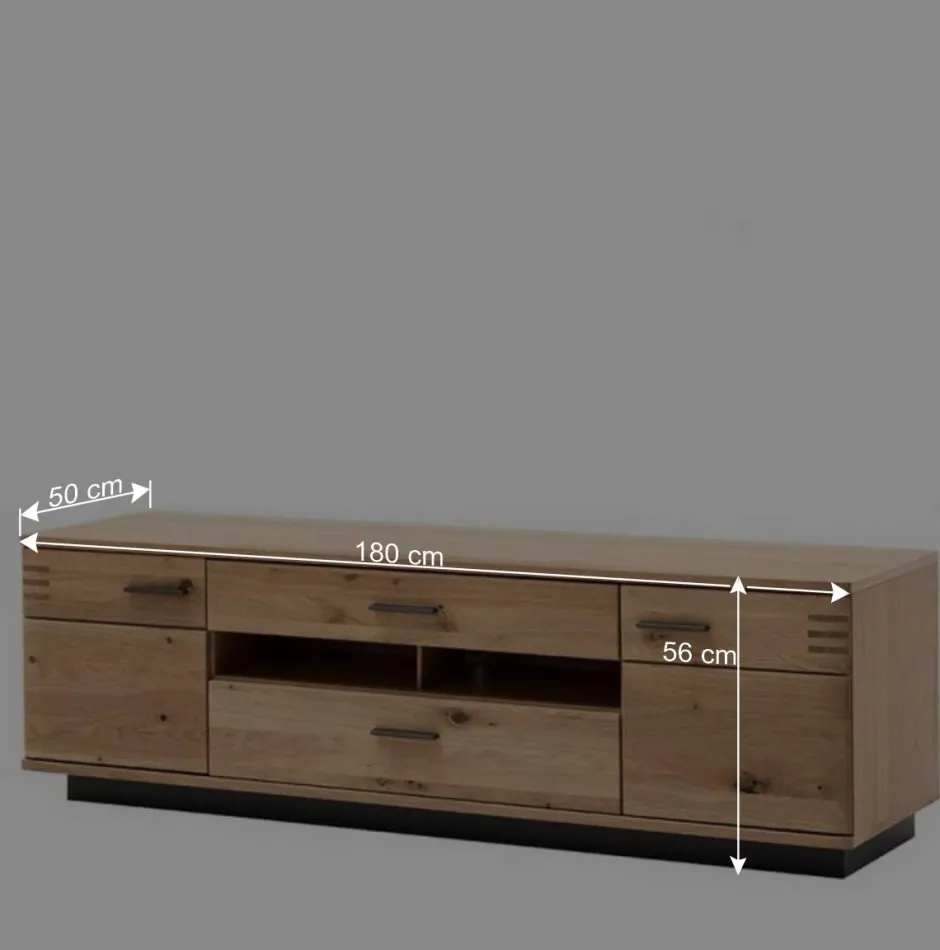 Wohnen TV Lowboard in Eiche Bianco & Anthrazit - Crupean I