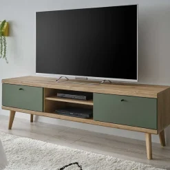 TV Lowboard in Graugrün und Wildeiche - Oliva^Wohnen Discount