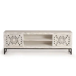 TV Lowboard in Mangoholz White Wash - Fudorus^Wohnen Discount