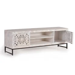 TV Lowboard in Mangoholz White Wash - Fudorus^Wohnen Discount