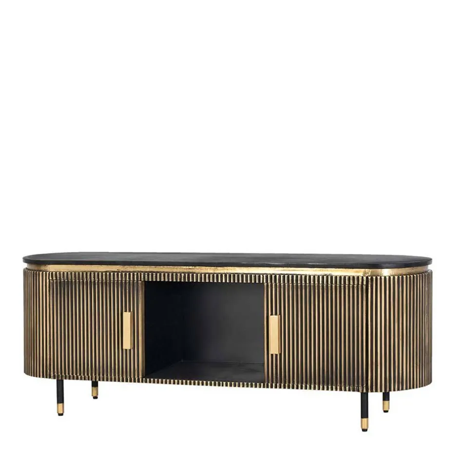 TV Lowboard in Schwarz mit Bronze - Hayato^Wohnen Online