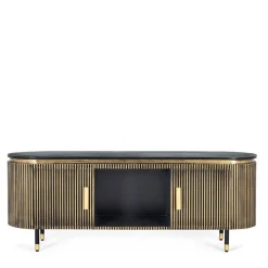 TV Lowboard in Schwarz mit Bronze - Hayato^Wohnen Online