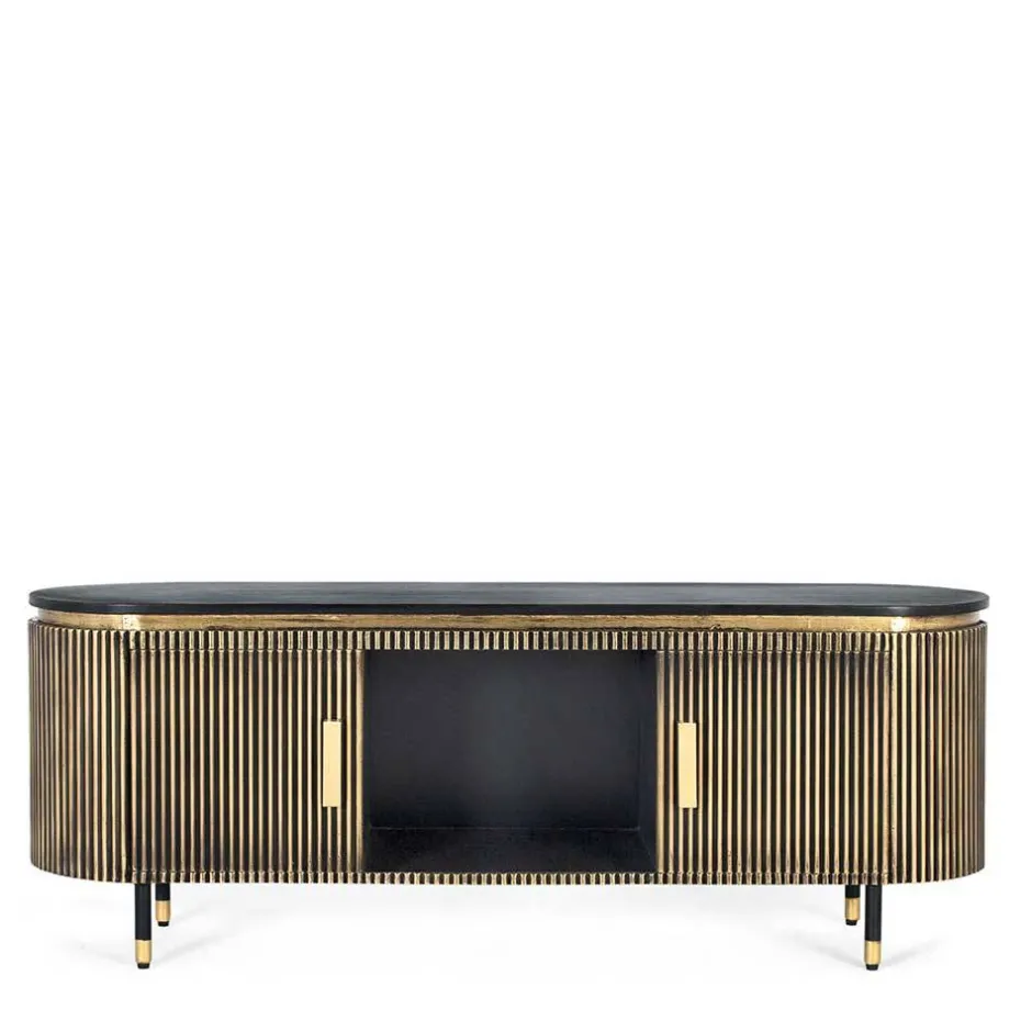 TV Lowboard in Schwarz mit Bronze - Hayato^Wohnen Online