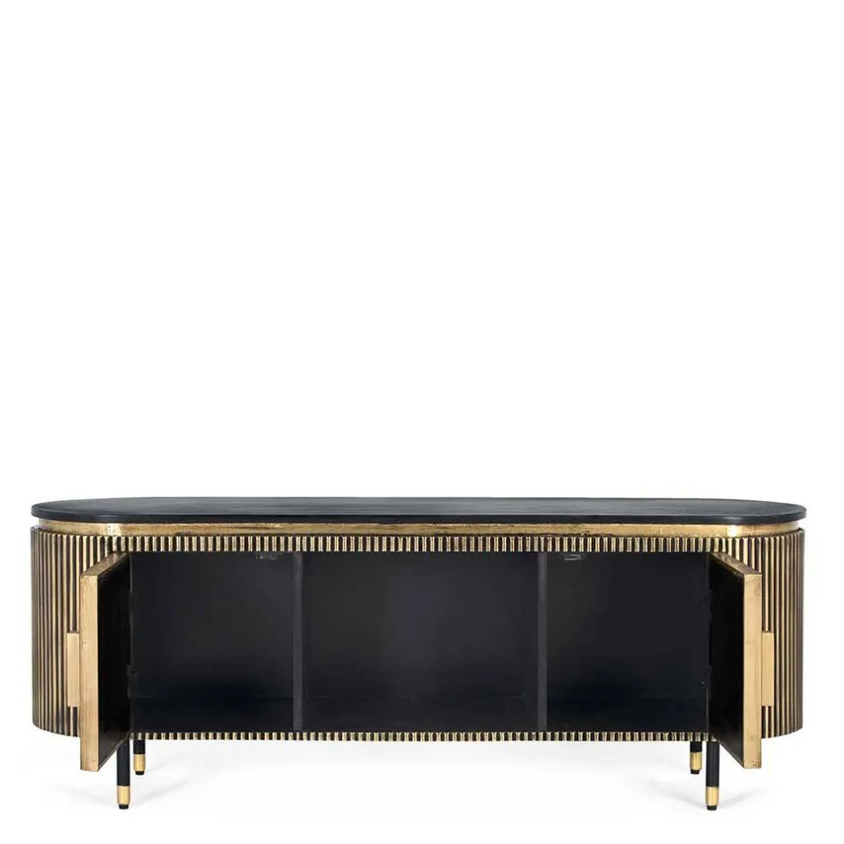 TV Lowboard in Schwarz mit Bronze - Hayato^Wohnen Online