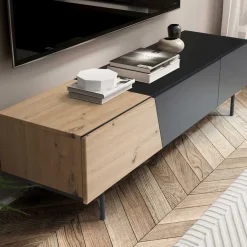 TV Lowboard in Wildeiche Optik & Schwarz - Camplona^Wohnen Clearance