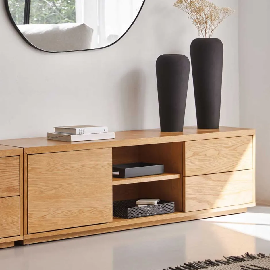 Wohnen TV Lowboard mit zwei Schubladen & Tür - Elastian