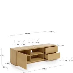 Wohnen TV Lowboard mit zwei Schubladen & Tür - Elastian