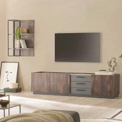 TV Lowboard und Wandregal Set - Mundo (zweiteilig)^Wohnen Discount