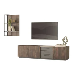 TV Lowboard und Wandregal Set - Mundo (zweiteilig)^Wohnen Discount