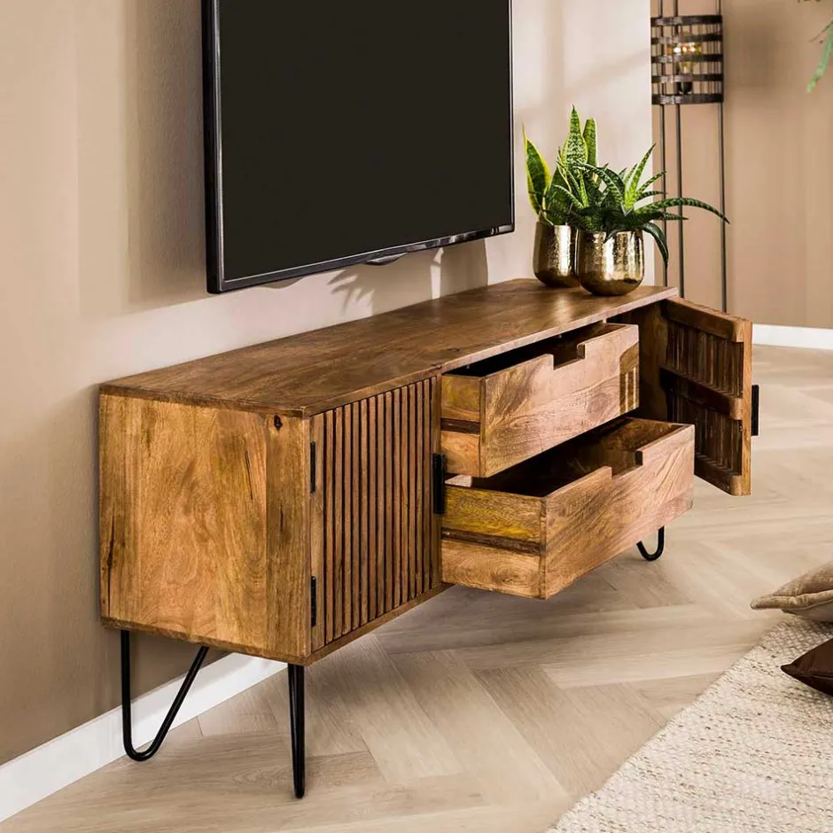 TV Unterschrank aus Mangoholz in Sandfarben - Baina^Wohnen Hot