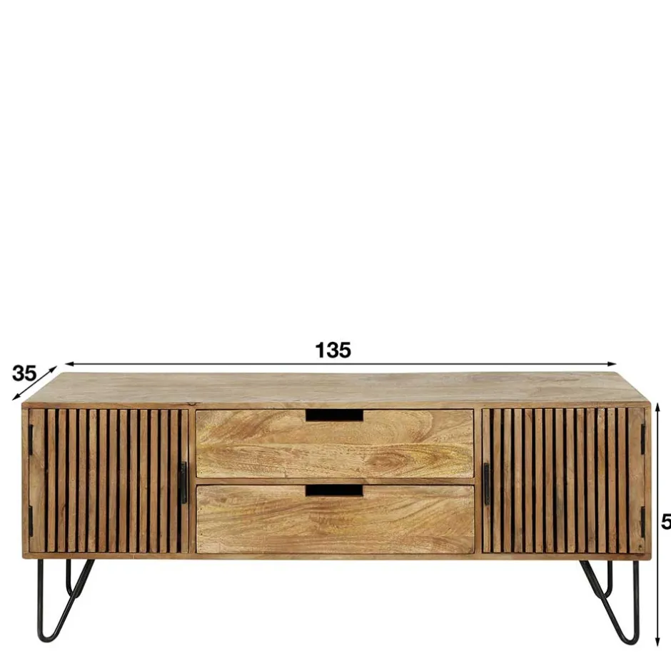 TV Unterschrank aus Mangoholz in Sandfarben - Baina^Wohnen Hot