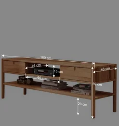 Wohnen TV Unterschrank aus Wildbuche Massivholz - Indrya