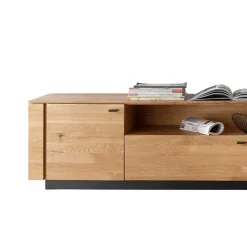 Wohnen TV Unterschrank aus Wildeiche mit Metallgriffen - Ilfred