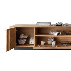 Wohnen TV Unterschrank aus Wildeiche mit Metallgriffen - Ilfred