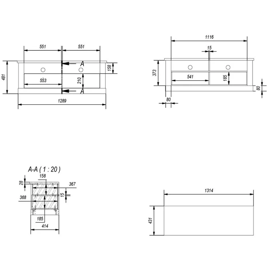 Wohnen TV Unterschrank im Modern Country Style - Buleta