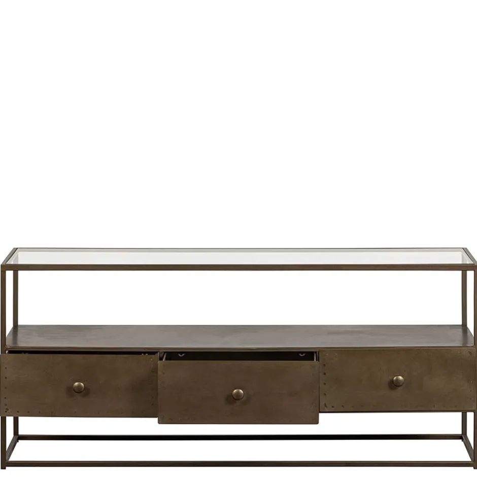 Wohnen TV Unterschrank in Altmessing Metall - Liviano