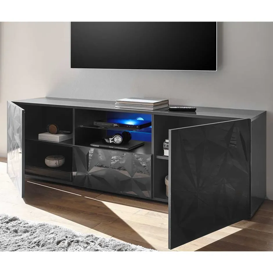 TV Unterschrank in Anthrazit Hochglanz - Kuriasna^Wohnen Outlet