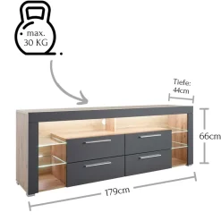 TV Unterschrank in Grau & Asteiche Dekor - Noelle^Wohnen