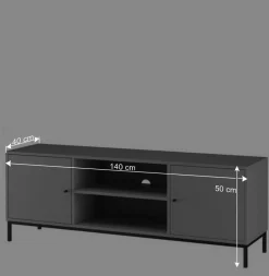 Wohnen TV Unterschrank in Grau mit Schwarz - Lagista