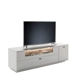 Wohnen TV Unterschrank in Lichtgrau mit Wildeiche - Apulco