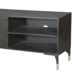 Wohnen TV Unterschrank in Schwarz mit Messing - Alkatar