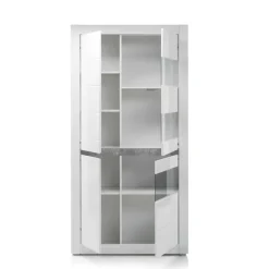 Wohnen TV Wand in Weiß Hochglanz Mextra mit Dekor Beton Optik (vierteilig)