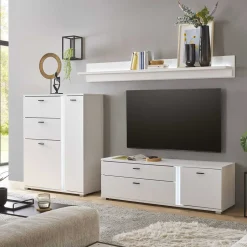 TV Wohnwand beleuchtet Möbelset - Tirol (dreiteilig)^Wohnen Hot