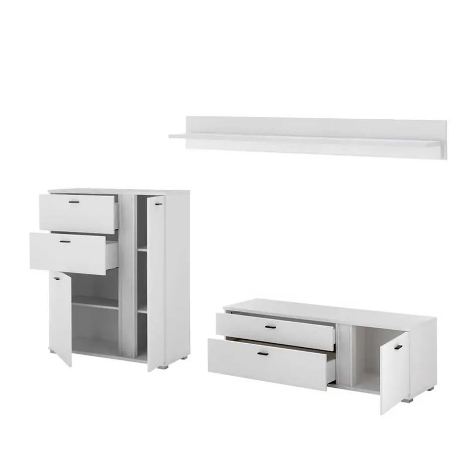 TV Wohnwand beleuchtet Möbelset - Tirol (dreiteilig)^Wohnen Hot