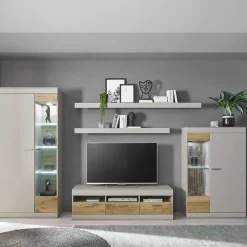 TV Wohnwand in Hellgrau & Zinneiche - Lioscas (fünfteilig)^Wohnen Online