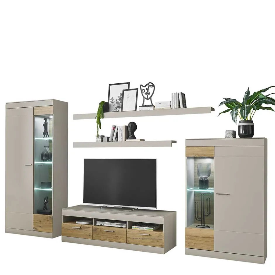 TV Wohnwand in Hellgrau & Zinneiche - Lioscas (fünfteilig)^Wohnen Online