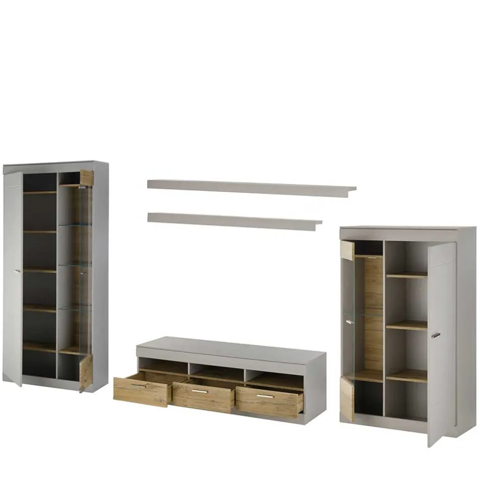 TV Wohnwand in Hellgrau & Zinneiche - Lioscas (fünfteilig)^Wohnen Online