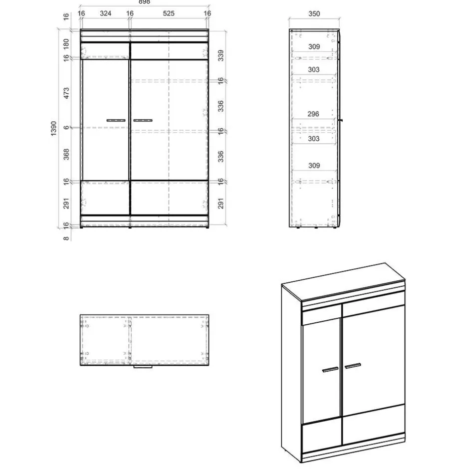 TV Wohnwand in Hellgrau & Zinneiche - Lioscas (fünfteilig)^Wohnen Online
