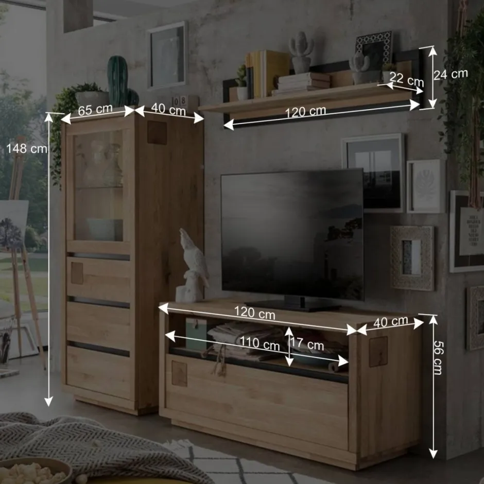 Wohnen TV Wohnwand in modernem Design - Embleys (dreiteilig)