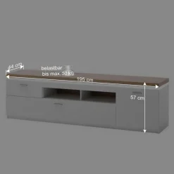 Wohnen TV Wohnwand in Weiß & Dekor Wildeiche - Caldri (dreiteilig)