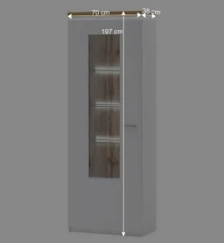 Wohnen TV Wohnwand in Weiß & Dekor Wildeiche - Caldri (dreiteilig)