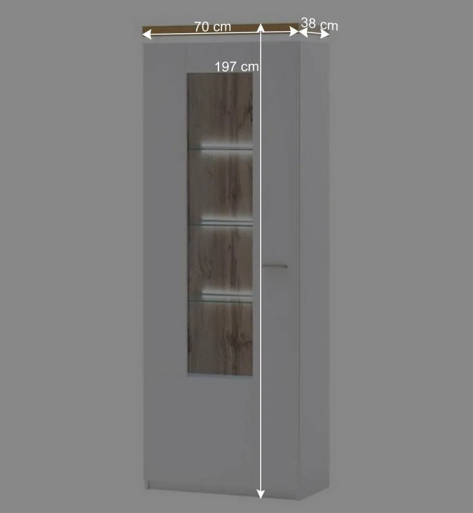 Wohnen TV Wohnwand in Weiß & Dekor Wildeiche - Caldri (dreiteilig)