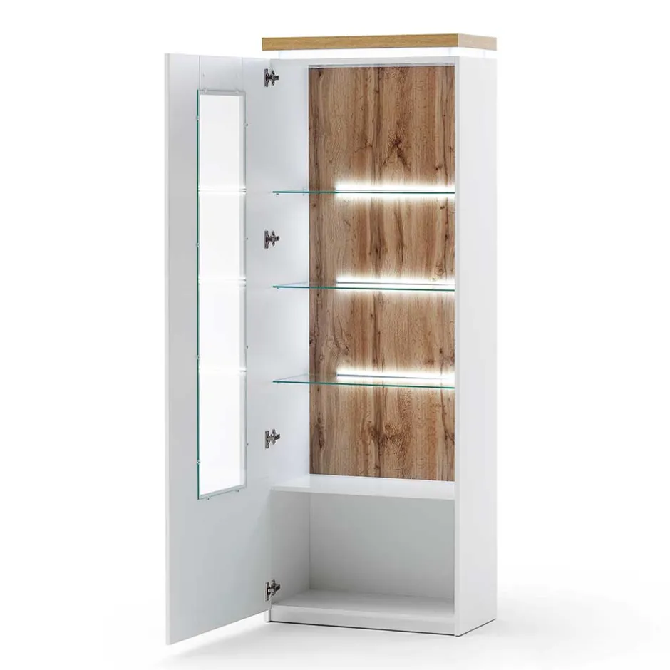 Wohnen TV Wohnwand in Weiß & Dekor Wildeiche - Caldri (dreiteilig)