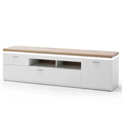 Wohnen TV Wohnwand in Weiß & Dekor Wildeiche - Caldri (dreiteilig)